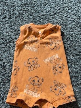 Disney Orange Simba Sleeveless Romper